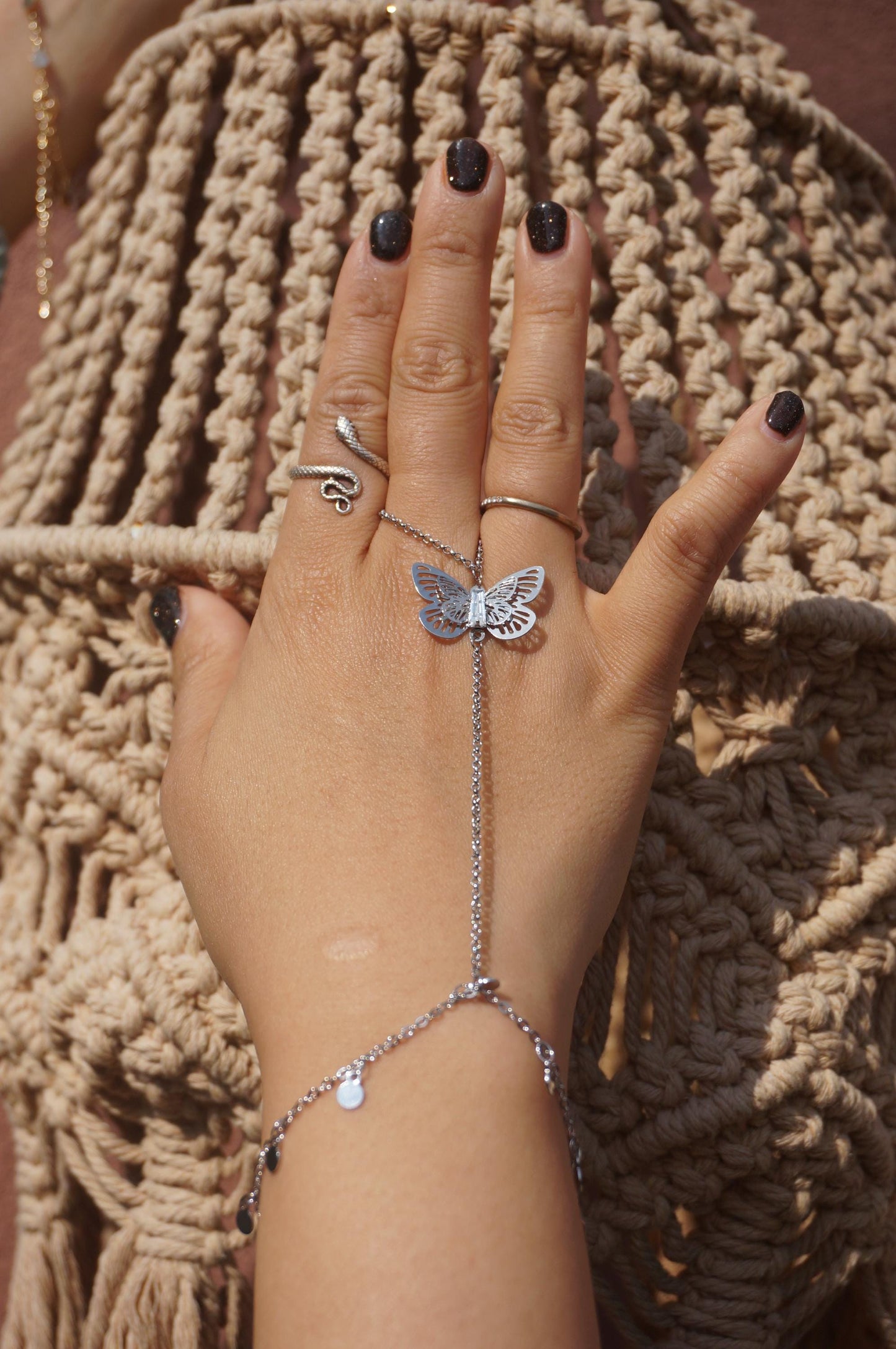 Butterfly gold/silver hand chains / fairy festival hand chain / Fairycore hand chain
