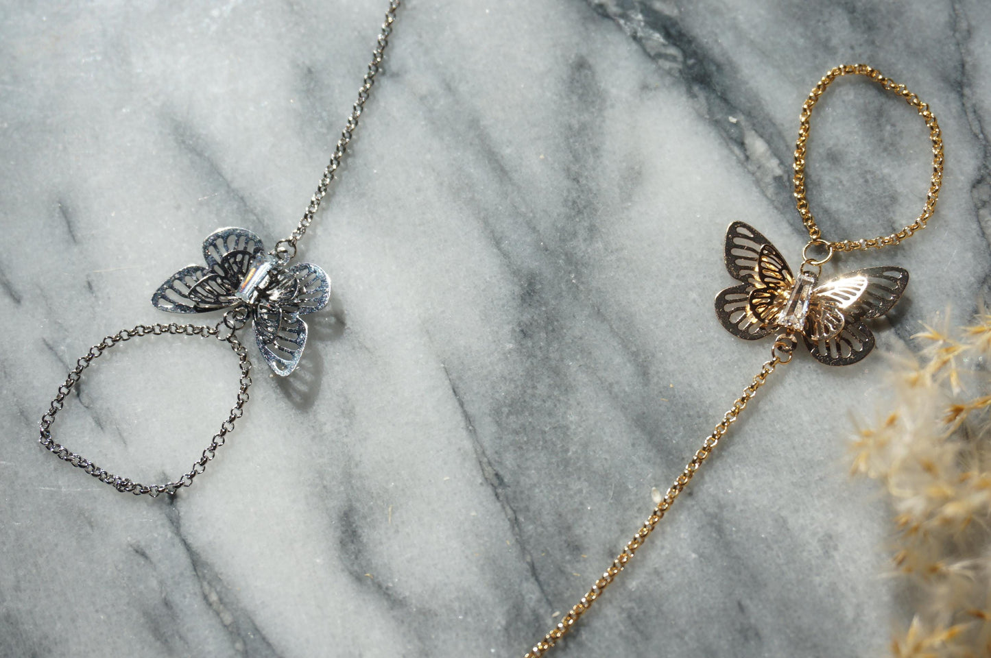 Butterfly gold/silver hand chains / fairy festival hand chain / Fairycore hand chain