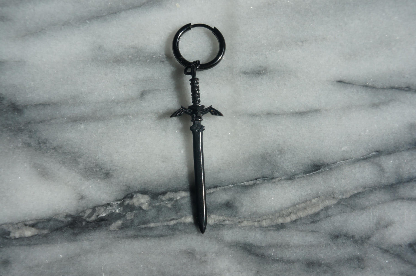 LEGEND Gold / Silver / Gunmetal Sword Huggie Hoop Earring SINGLE / Zelda Master Sword Earring