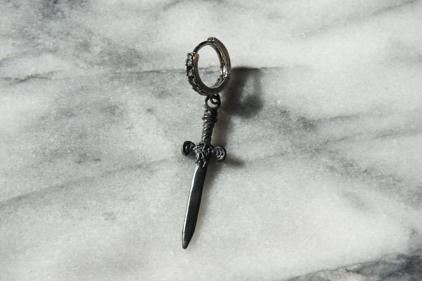 Gold/Silver/Gunmetal Antique Dagger SINGLE Huggie Hoop Earring / Tarot Sword Earring SINGLE