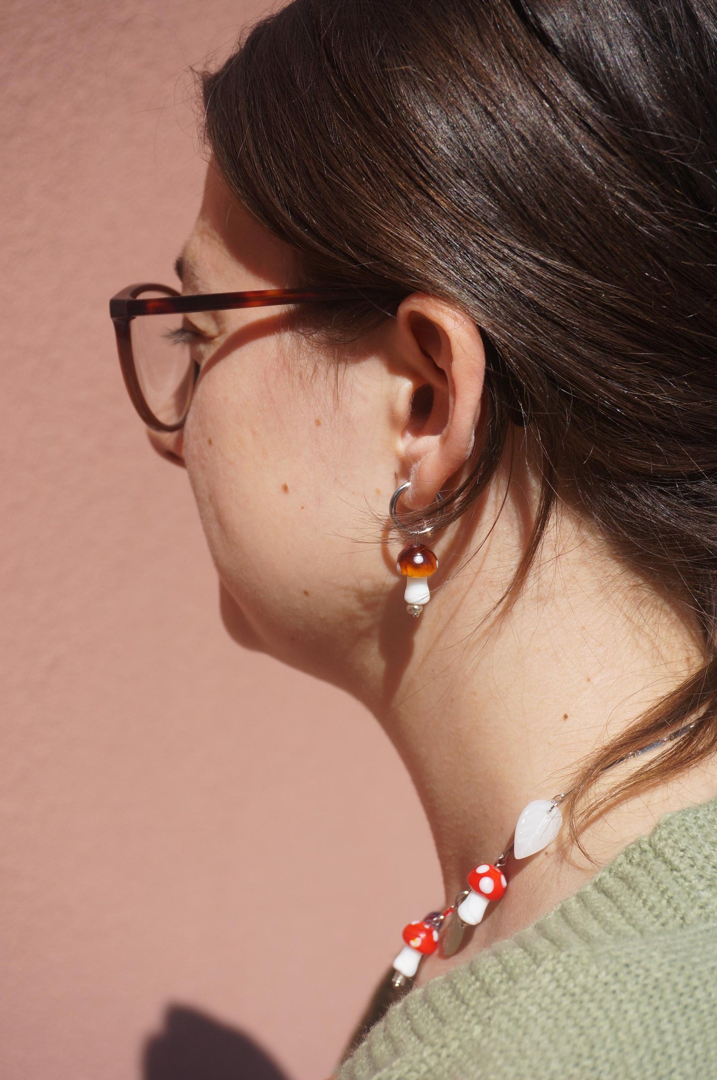 Brown/Red Mushroom Hoop Earrings / Fairycore Mushroom huggie earrings / faerie Earrings / Gold Silver Mushroom Festival Earrings