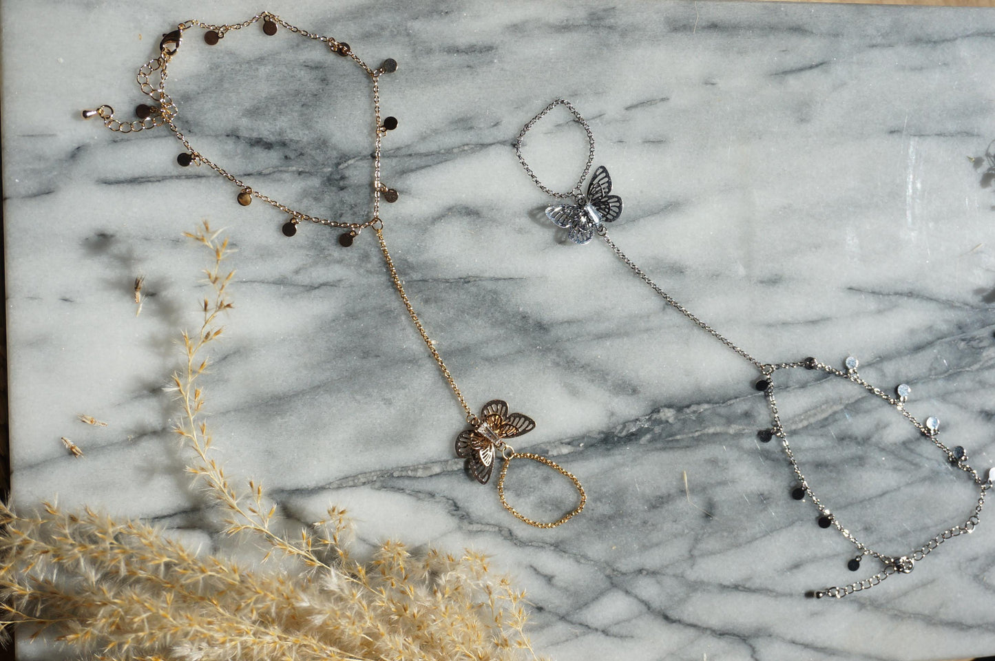 Butterfly gold/silver hand chains / fairy festival hand chain / Fairycore hand chain