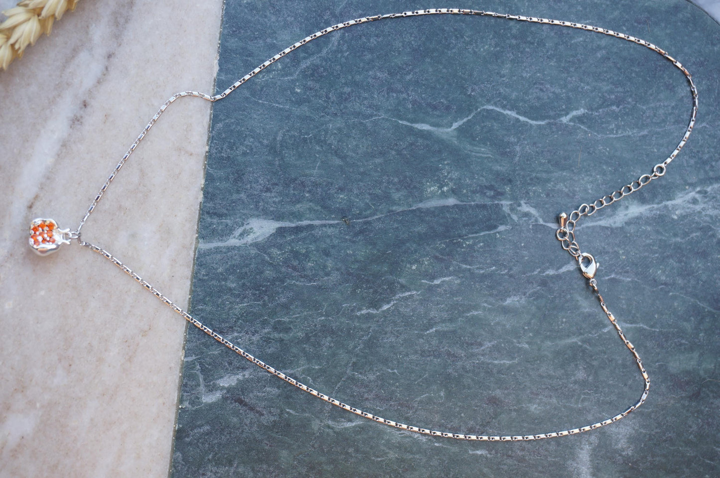 PERSEPHONE Pomegranate/ Hand holding Pomegranate Necklace Gold/Silver / Fruit Necklace