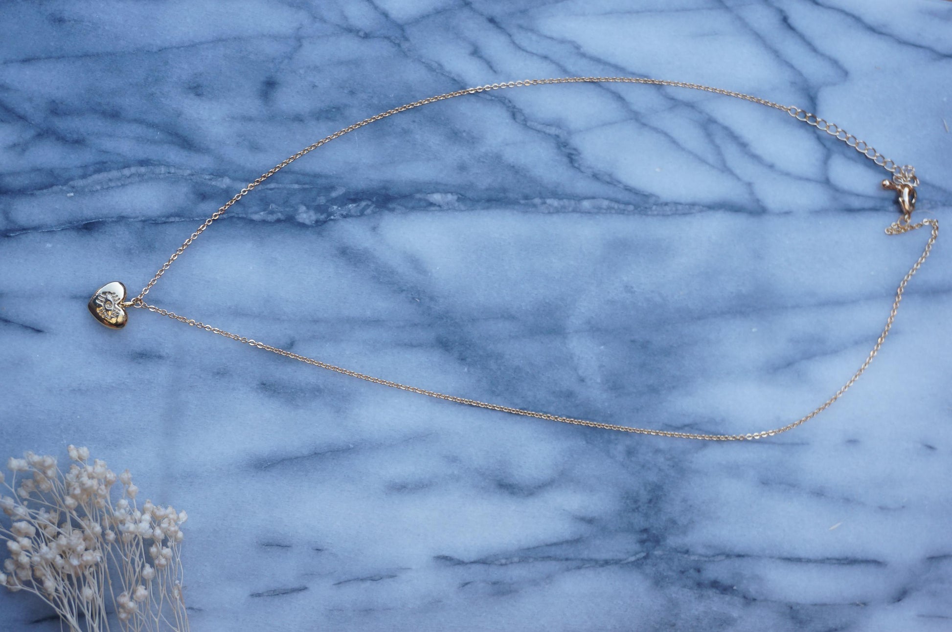 Evil Eye Heart Dainty Pendant Necklace Gold/Silver