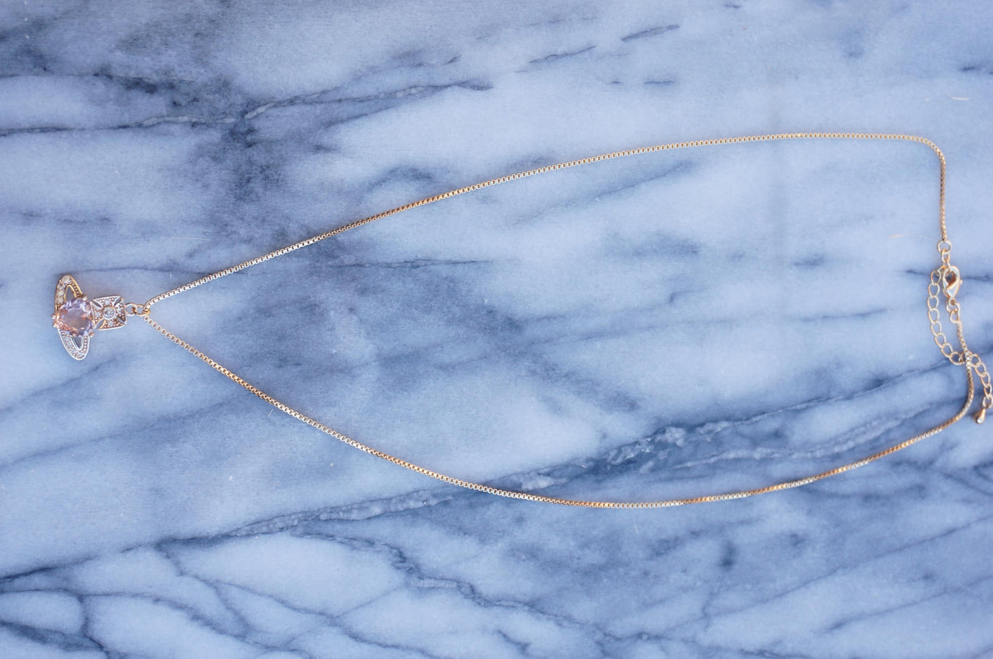 Regal Orb Pendant Necklace / Gold and Silver Peach Heart Gem Necklace