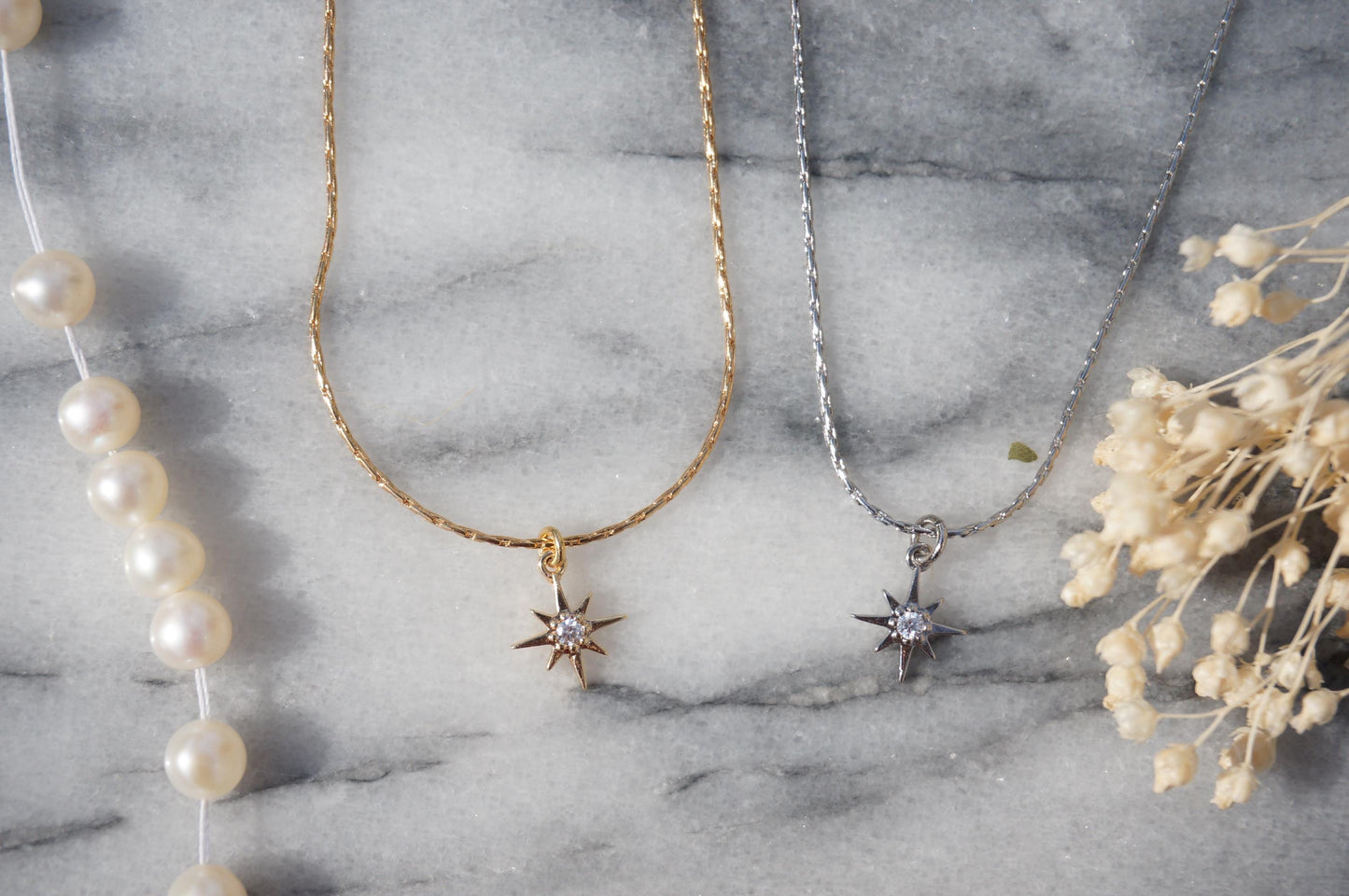 Dainty Tiny North Star 24k Gold Plated Necklace