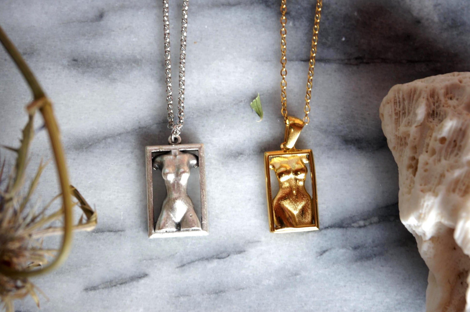 VENUS - Body / Bust Gold Plated Necklace / Art Necklace