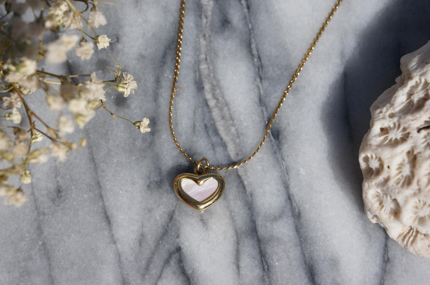Y2K Dainty Pearl Heart Pendant Necklace