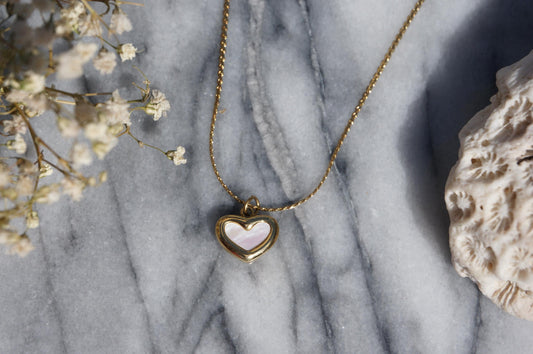 Y2K Dainty Pearl Heart Pendant Necklace