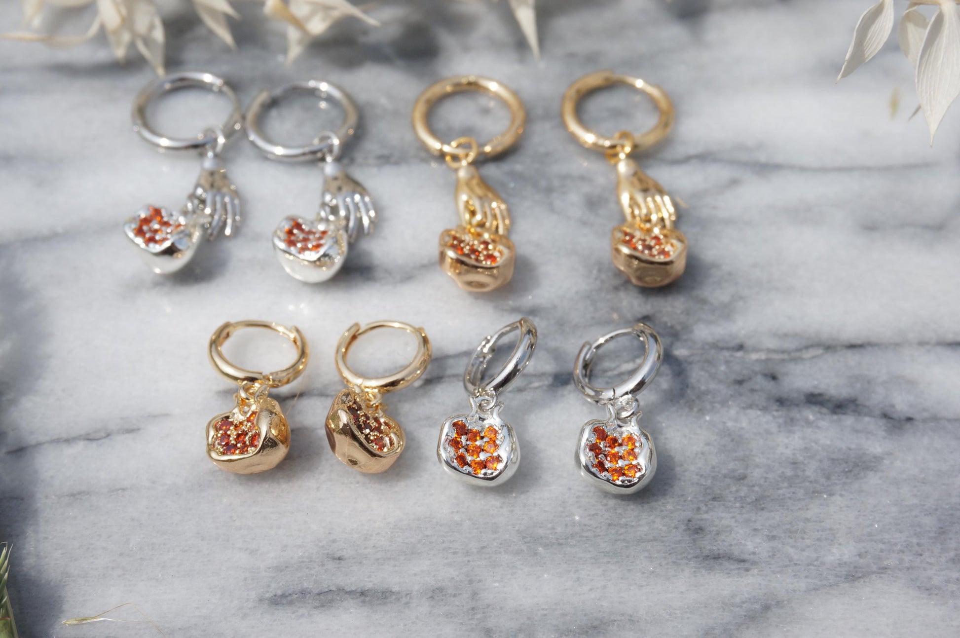 PERSEPHONE Pomegranate Gold/Silver Earrings