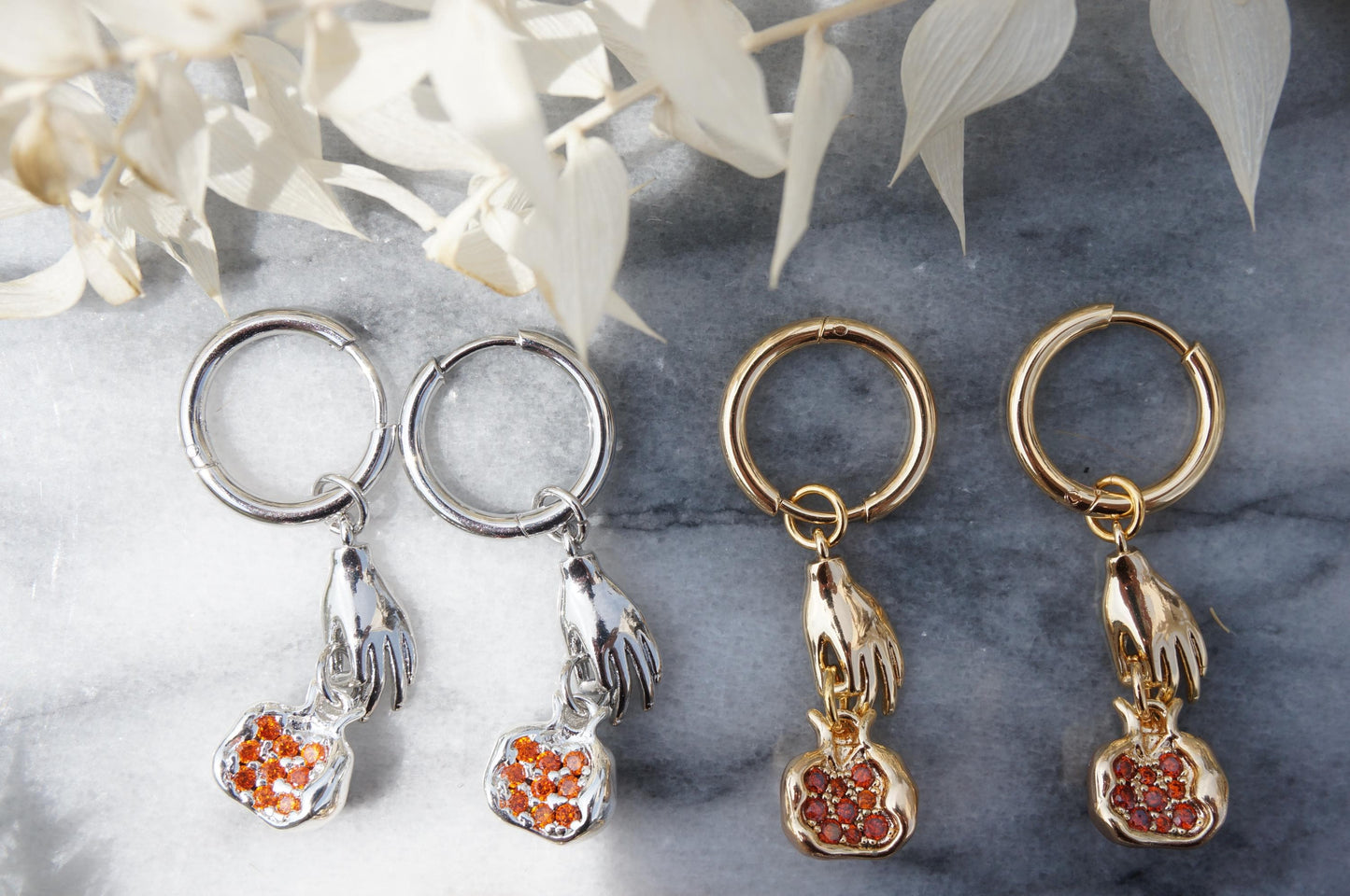 PERSEPHONE Pomegranate Gold/Silver Earrings