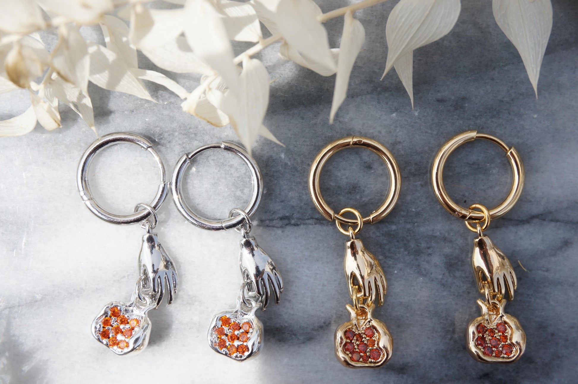 PERSEPHONE Pomegranate Gold/Silver Earrings