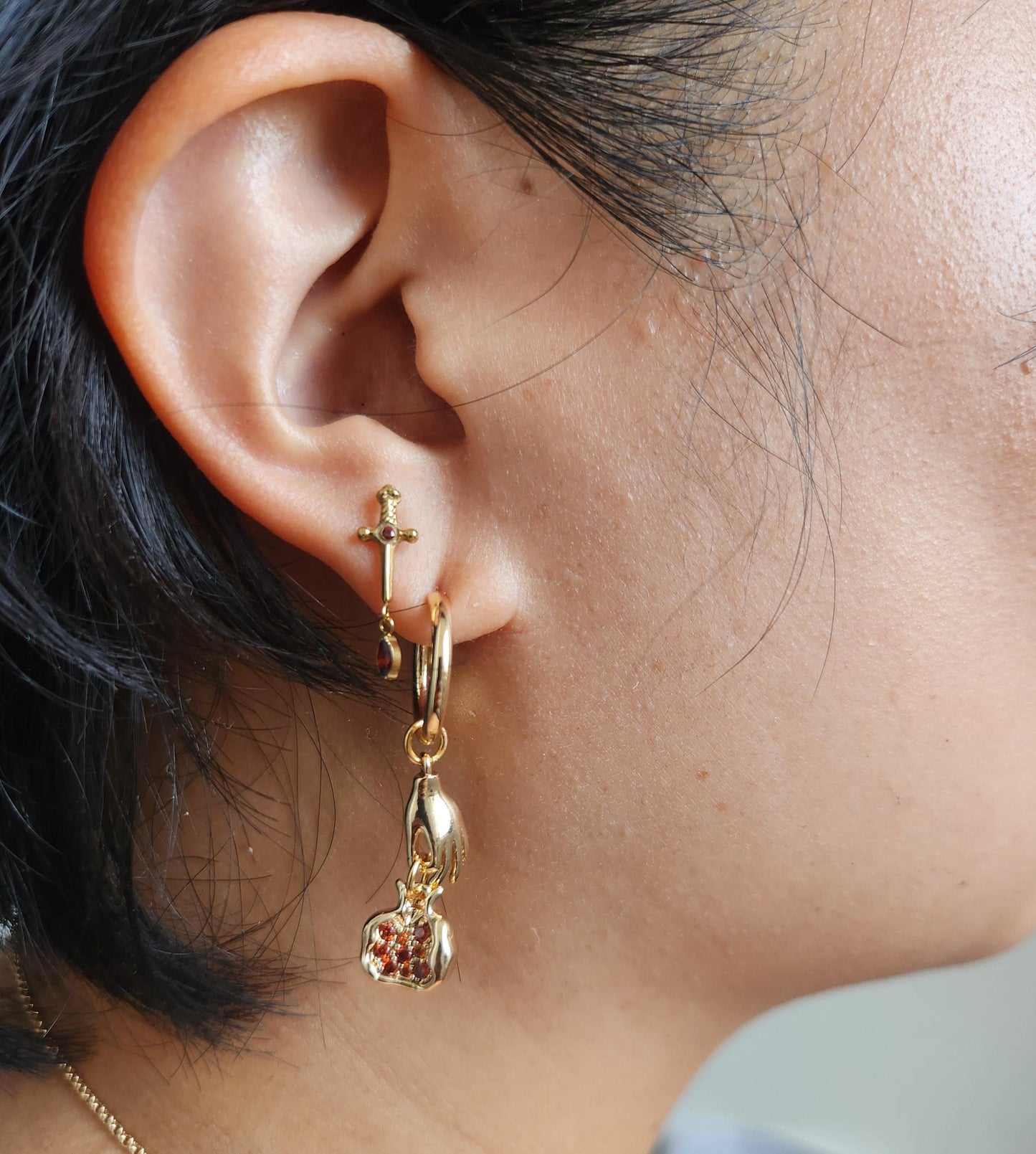 PERSEPHONE Pomegranate Gold/Silver Earrings