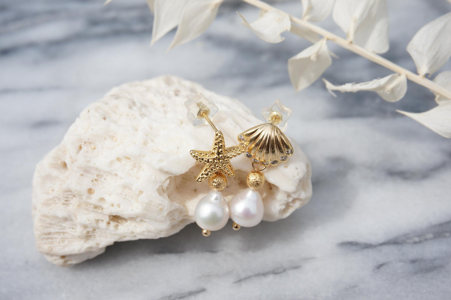 Pearl Nomad Shell and Starfish earrings