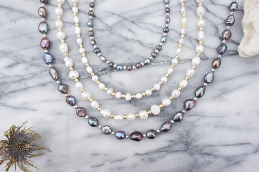 Pearl Strand Choker Necklace, Freshwater Pearl Necklace, Vintage Style Baroque Pearl Necklace, Dainty Pearl Choker Necklace