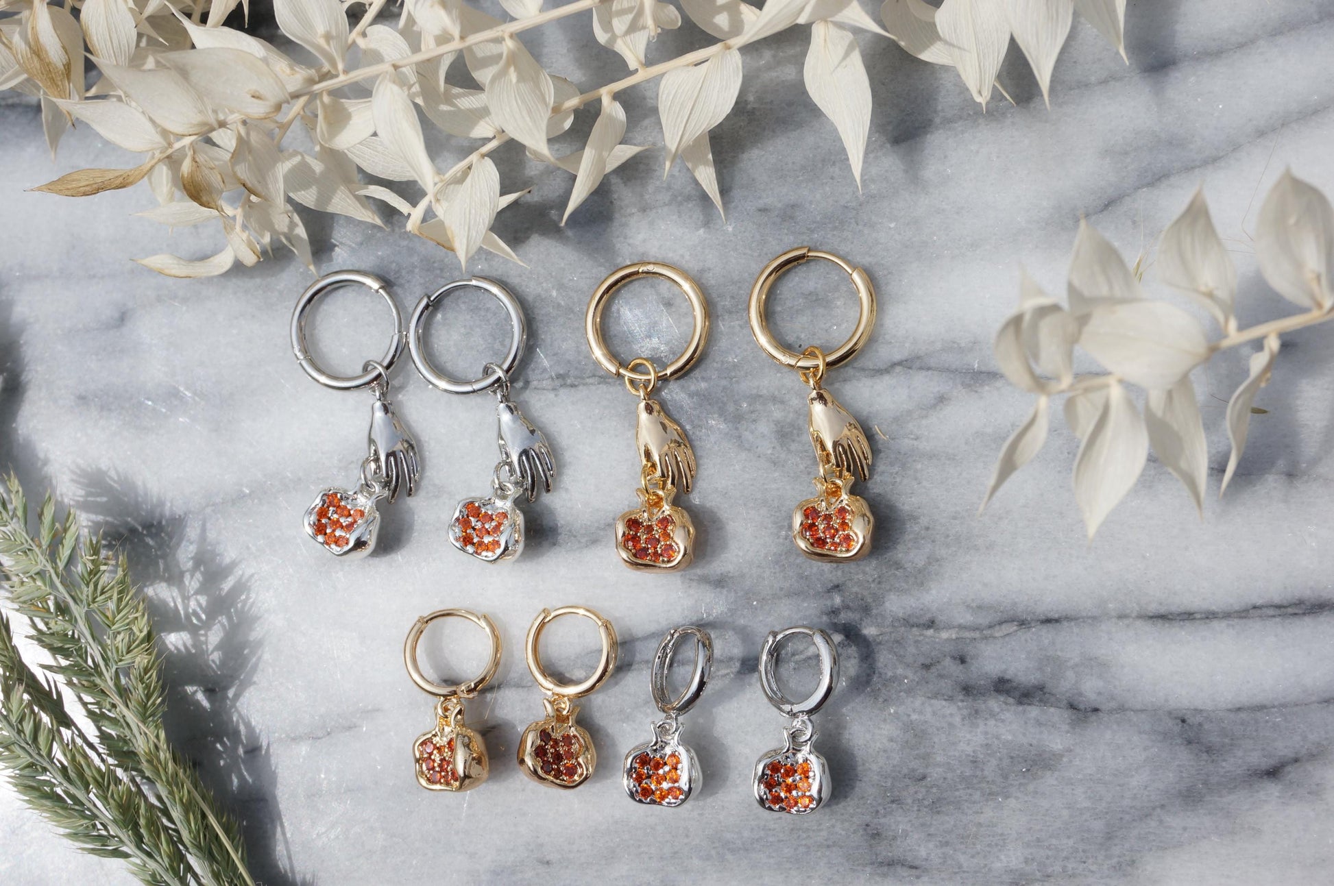 PERSEPHONE Pomegranate Gold/Silver Earrings