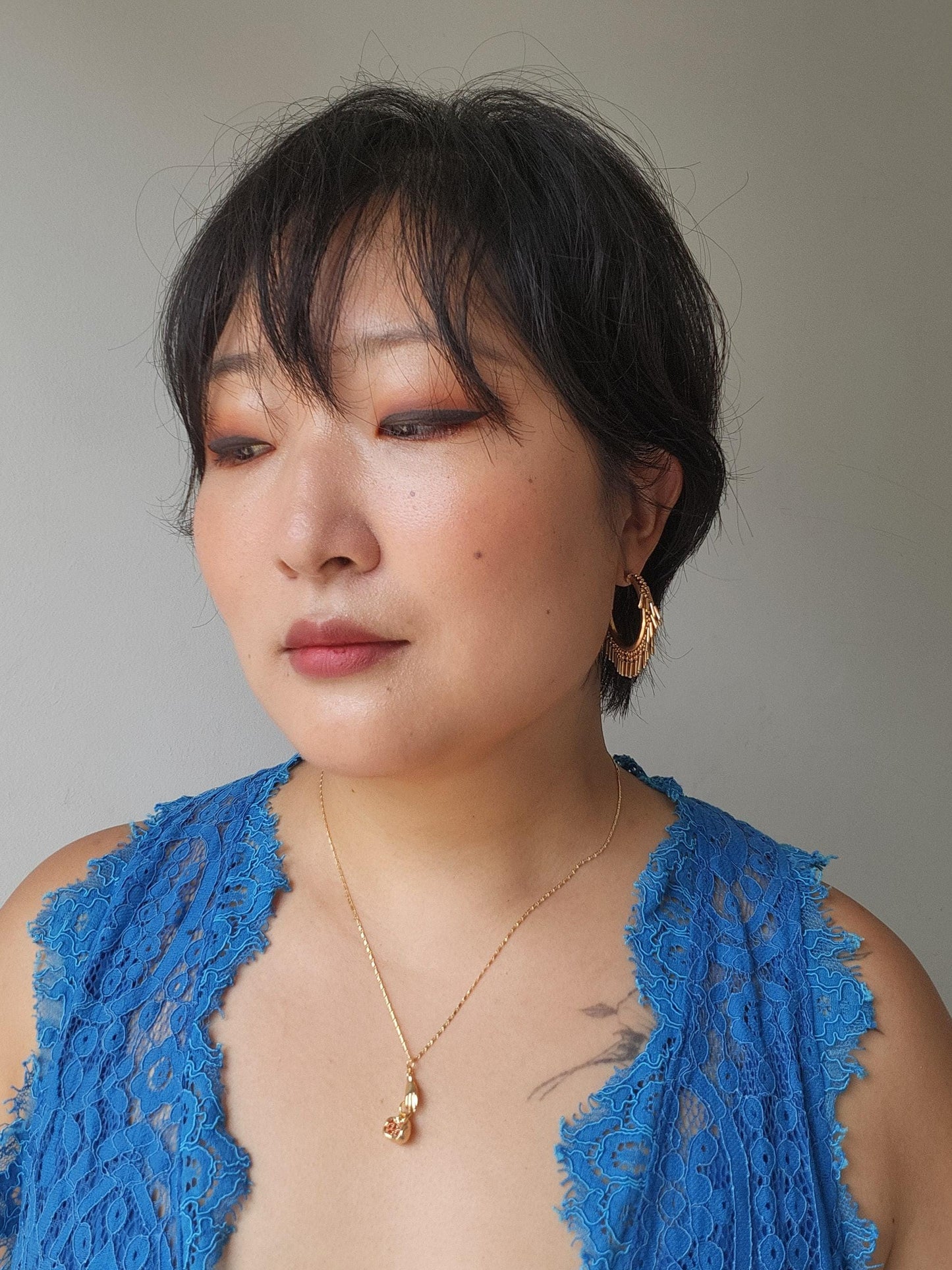 PERSEPHONE Pomegranate/ Hand holding Pomegranate Necklace Gold/Silver / Fruit Necklace