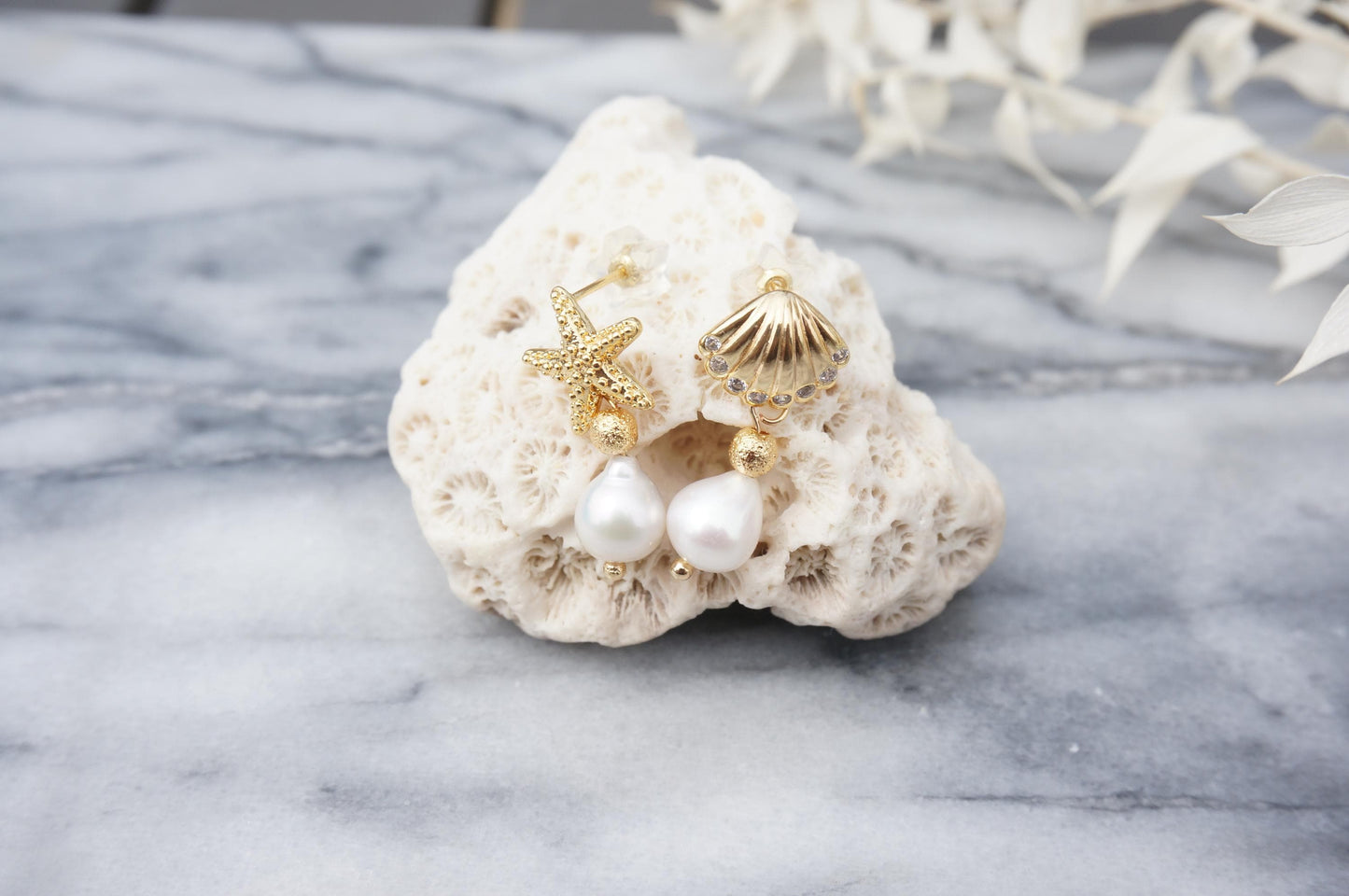 Pearl Nomad Shell and Starfish earrings
