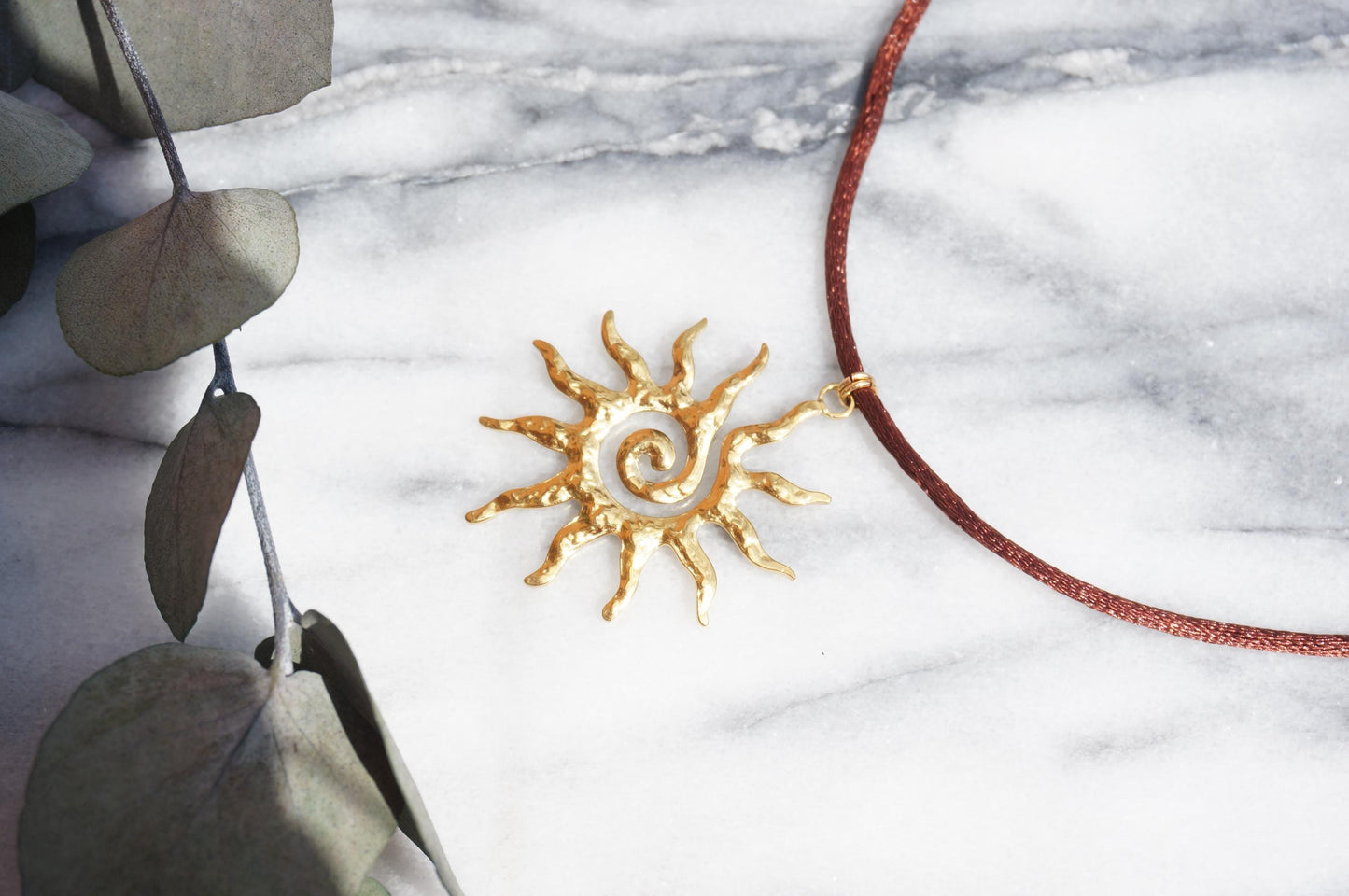 Sun gold/silver pendant Nylon Sateen Cord Necklace