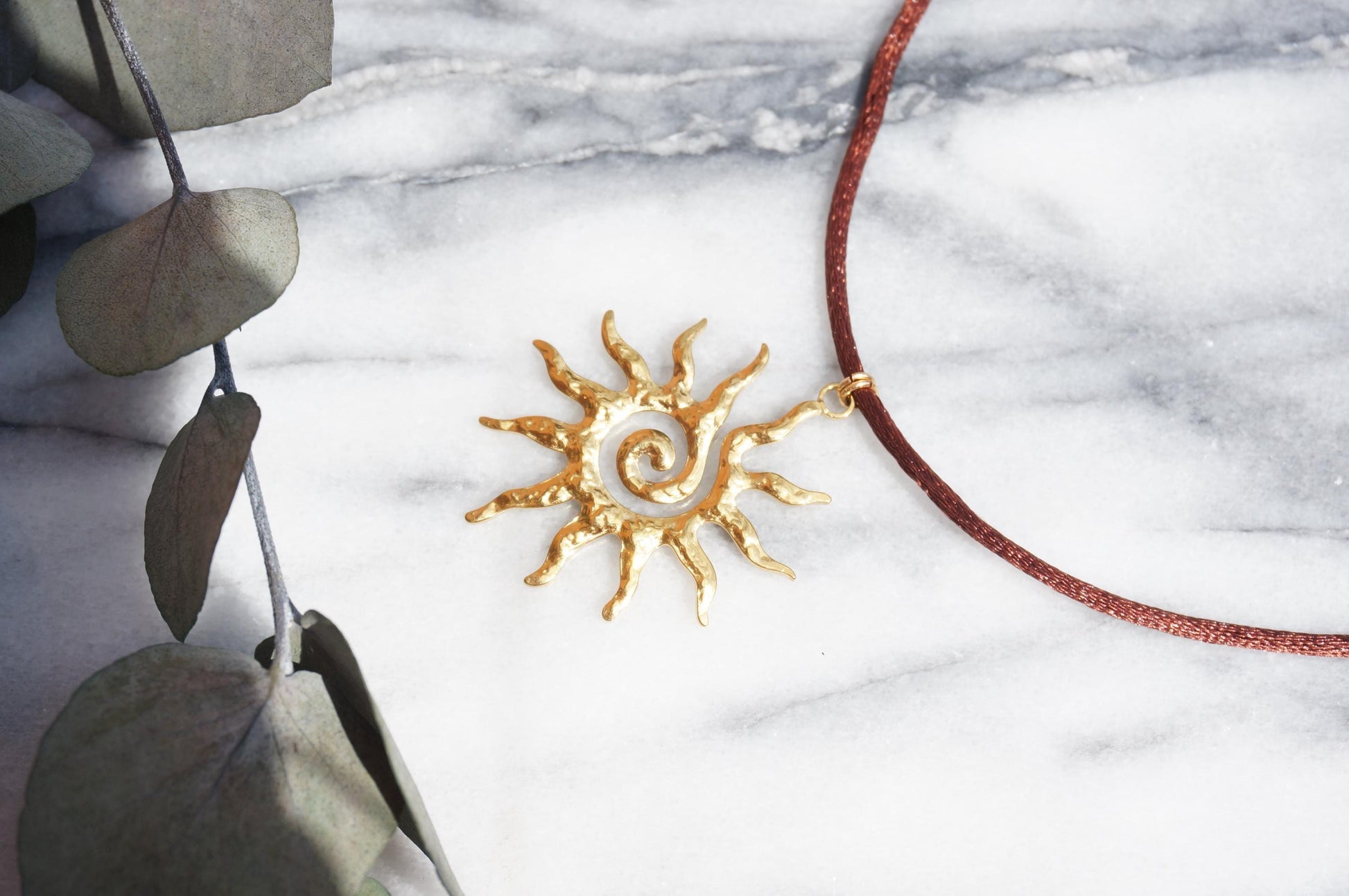 Sun gold/silver pendant Nylon Sateen Cord Necklace