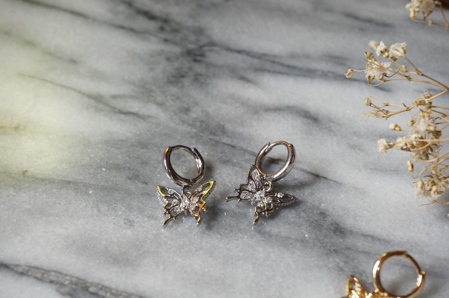 Y2K Gold/Silver Butterfly Earrings Huggies