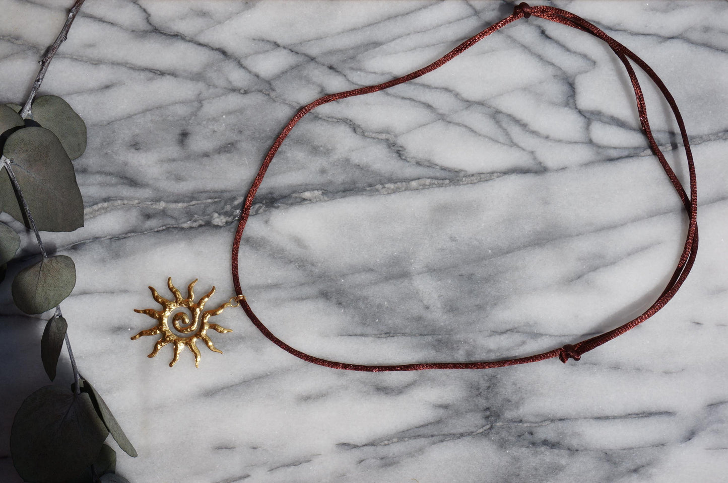 Sun gold/silver pendant Nylon Sateen Cord Necklace