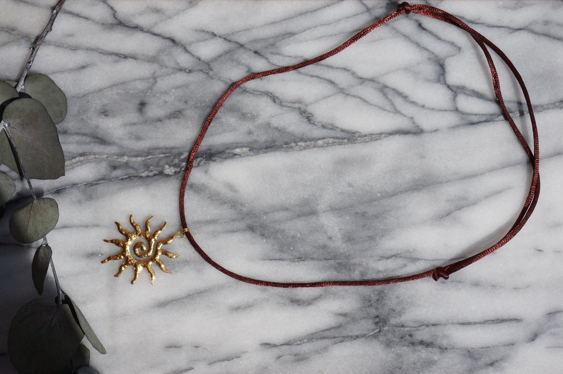 Sun gold/silver pendant Nylon Sateen Cord Necklace