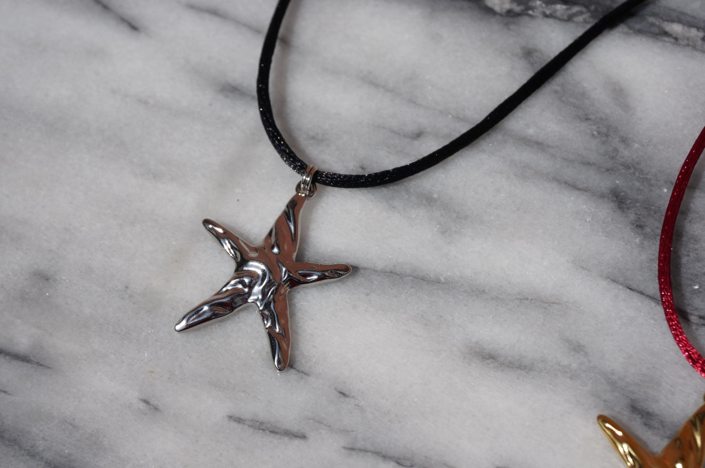 Starfish Gold/Silver pendant Nylon Sateen Cord Necklace