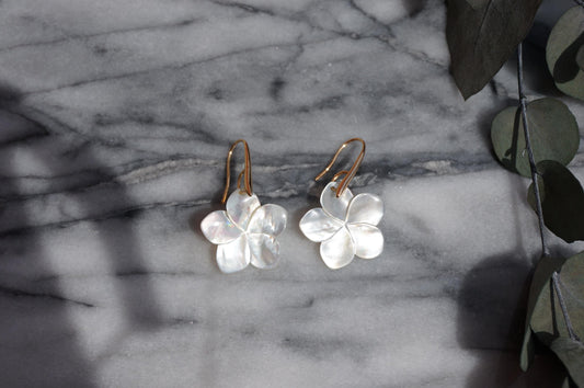 Pearl Hibiscus dangle earrings