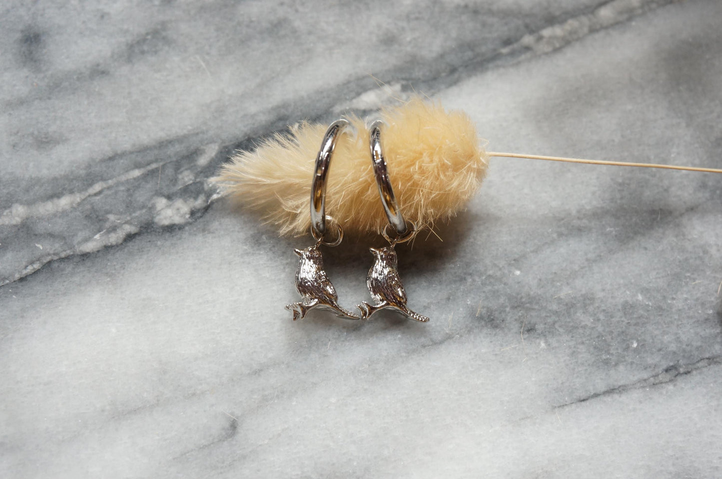 ROBIN Gold/Silver Dainty Bird Huggie Earrings
