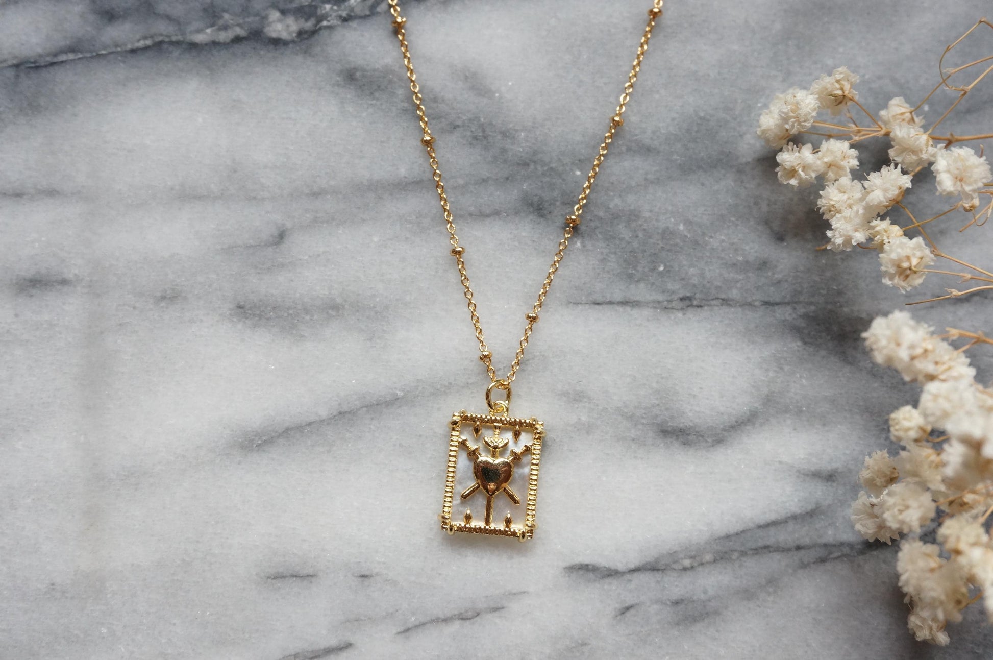 Three of swords pendant tarot necklace