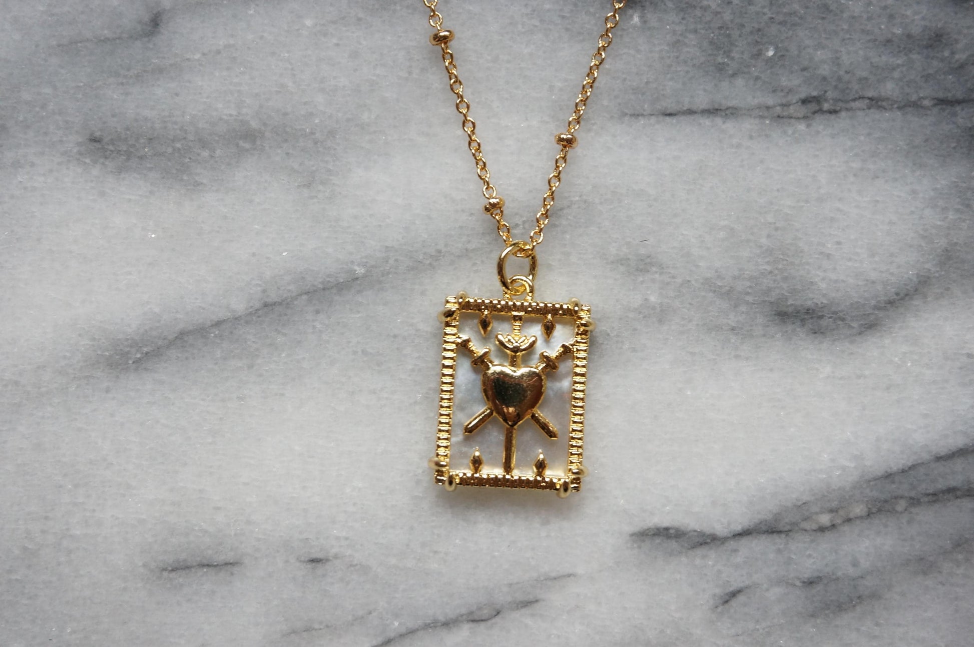 Three of swords pendant tarot necklace