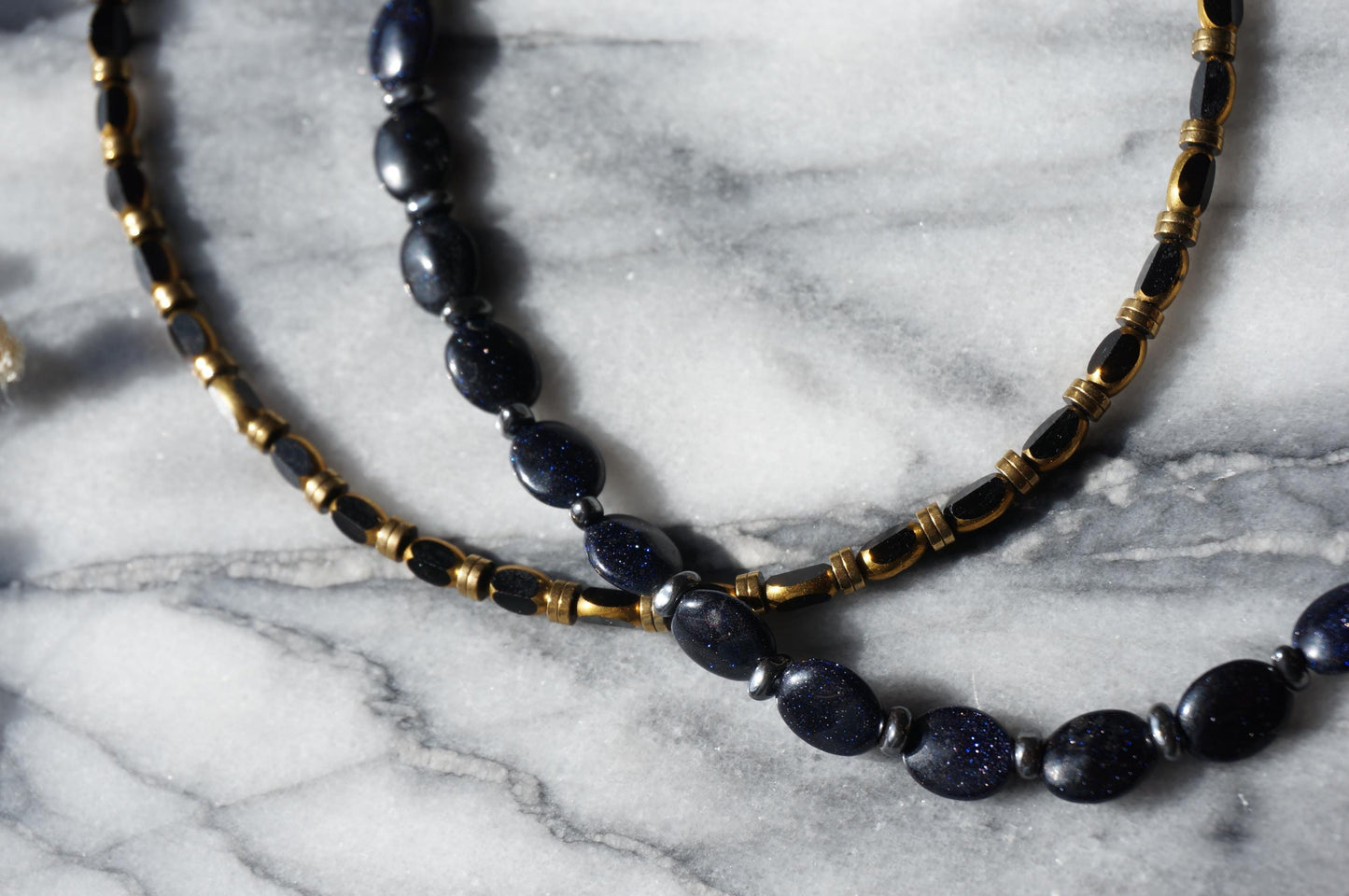 Black/Dark Blue Semi-Precious Stone Beaded Necklaces