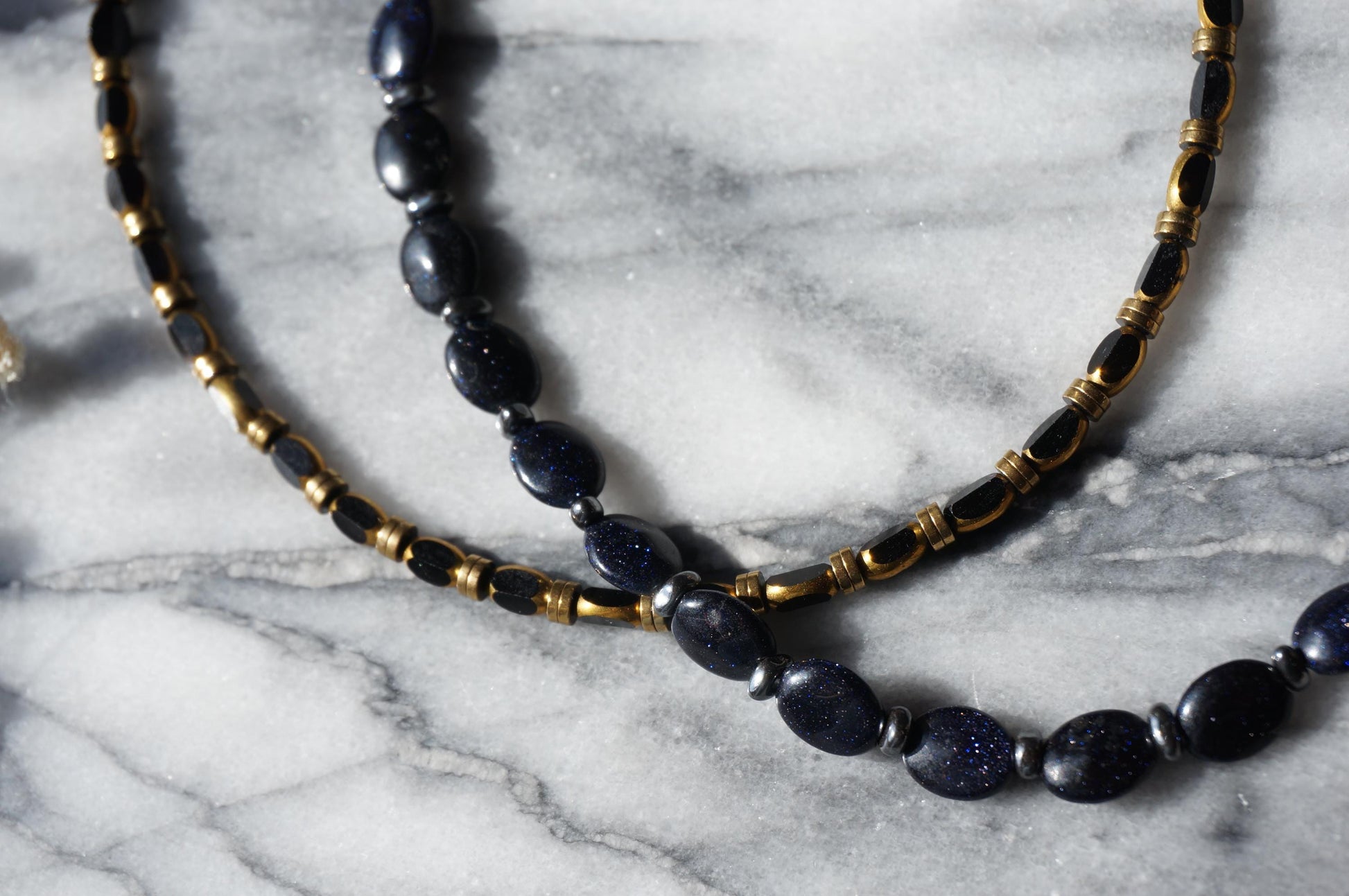 Black/Dark Blue Semi-Precious Stone Beaded Necklaces