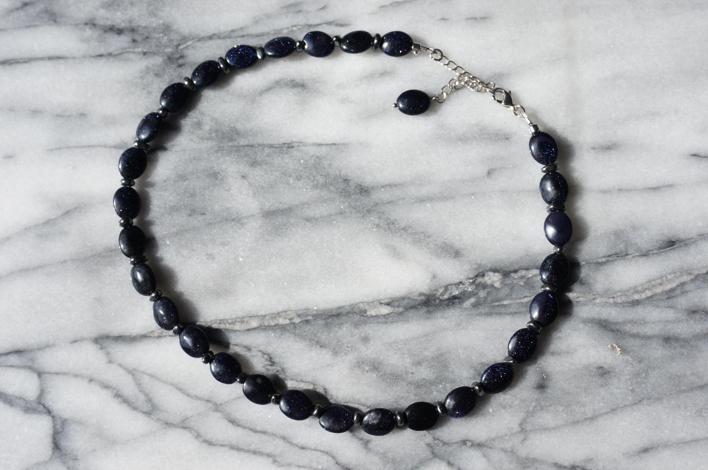 Black/Dark Blue Semi-Precious Stone Beaded Necklaces
