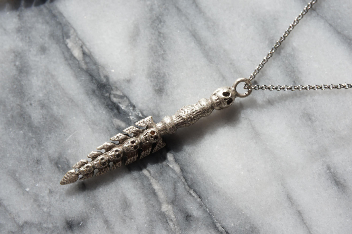 KALI MA Ceremonial Sword Necklace / Gold Silver Skull Sword Necklace