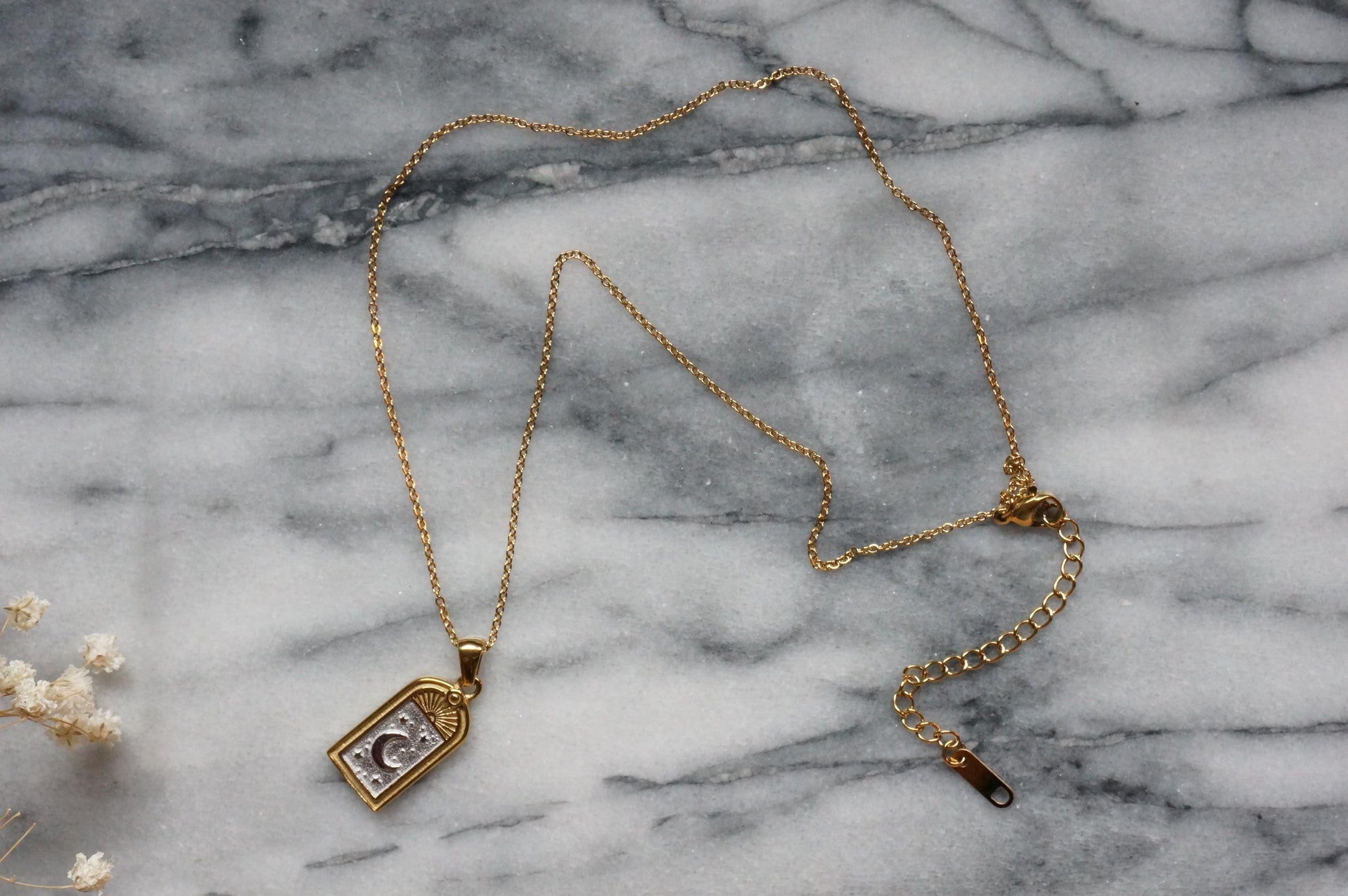 Moon and Heart Window Pendant Necklace / Gold/Silver Window Necklace