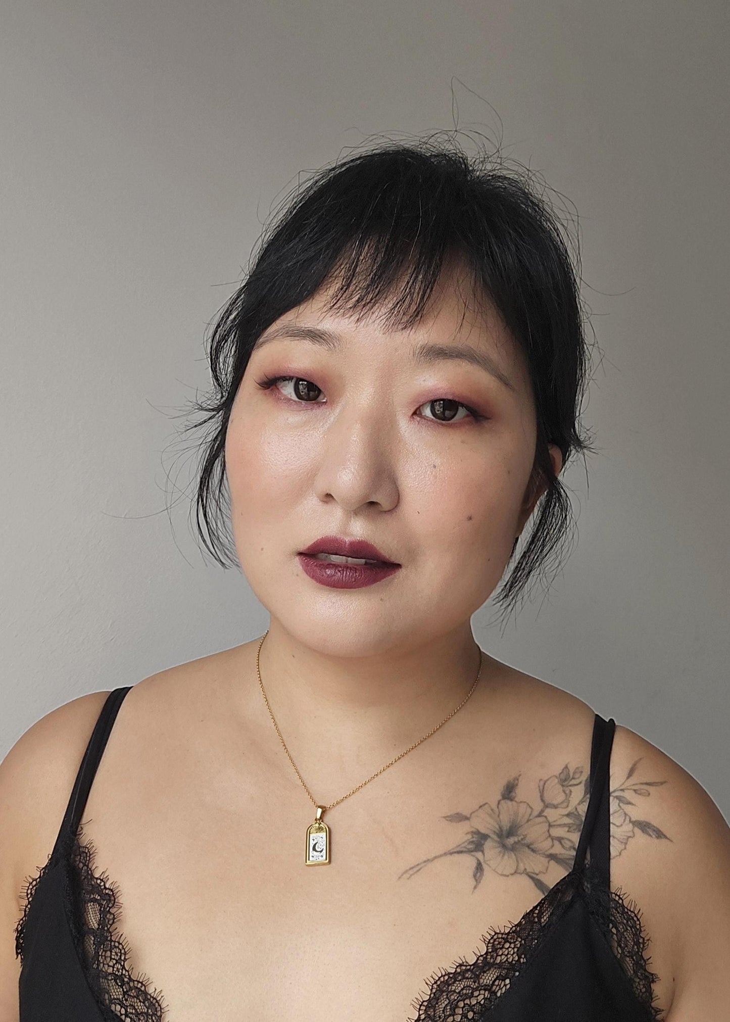 Moon and Heart Window Pendant Necklace / Gold/Silver Window Necklace