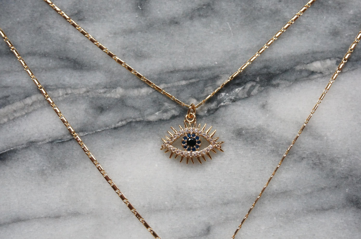 Starry Evil Eye Dainty Gold Necklace