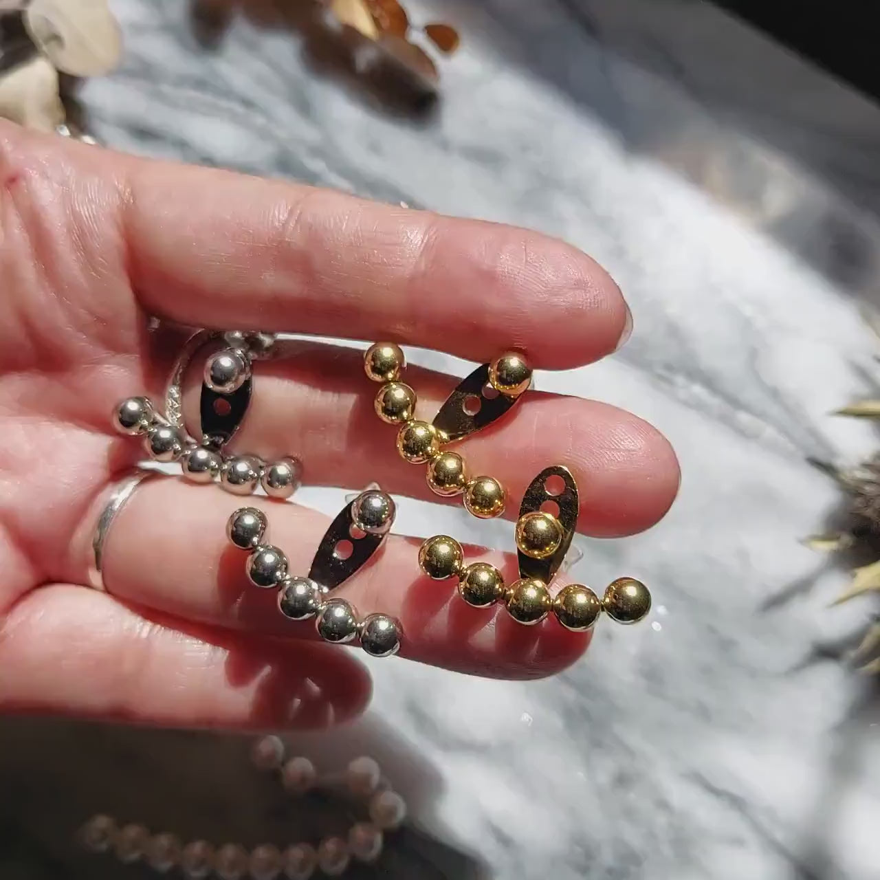 Gold/Silver Minimal Ball Climber Stud Earrings