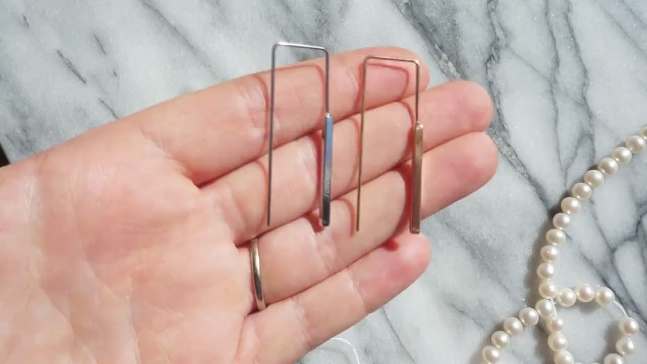 Minimal Geometric Gold / Silver Threader Earrings