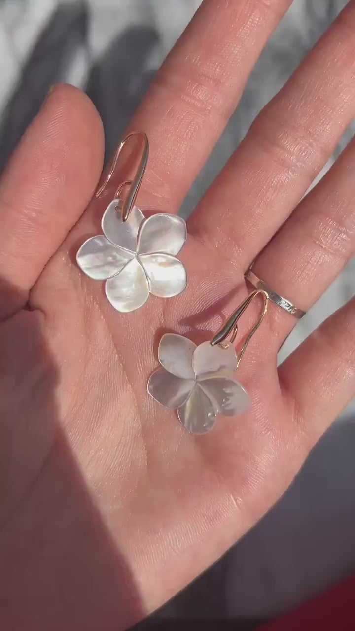 Pearl Hibiscus dangle earrings