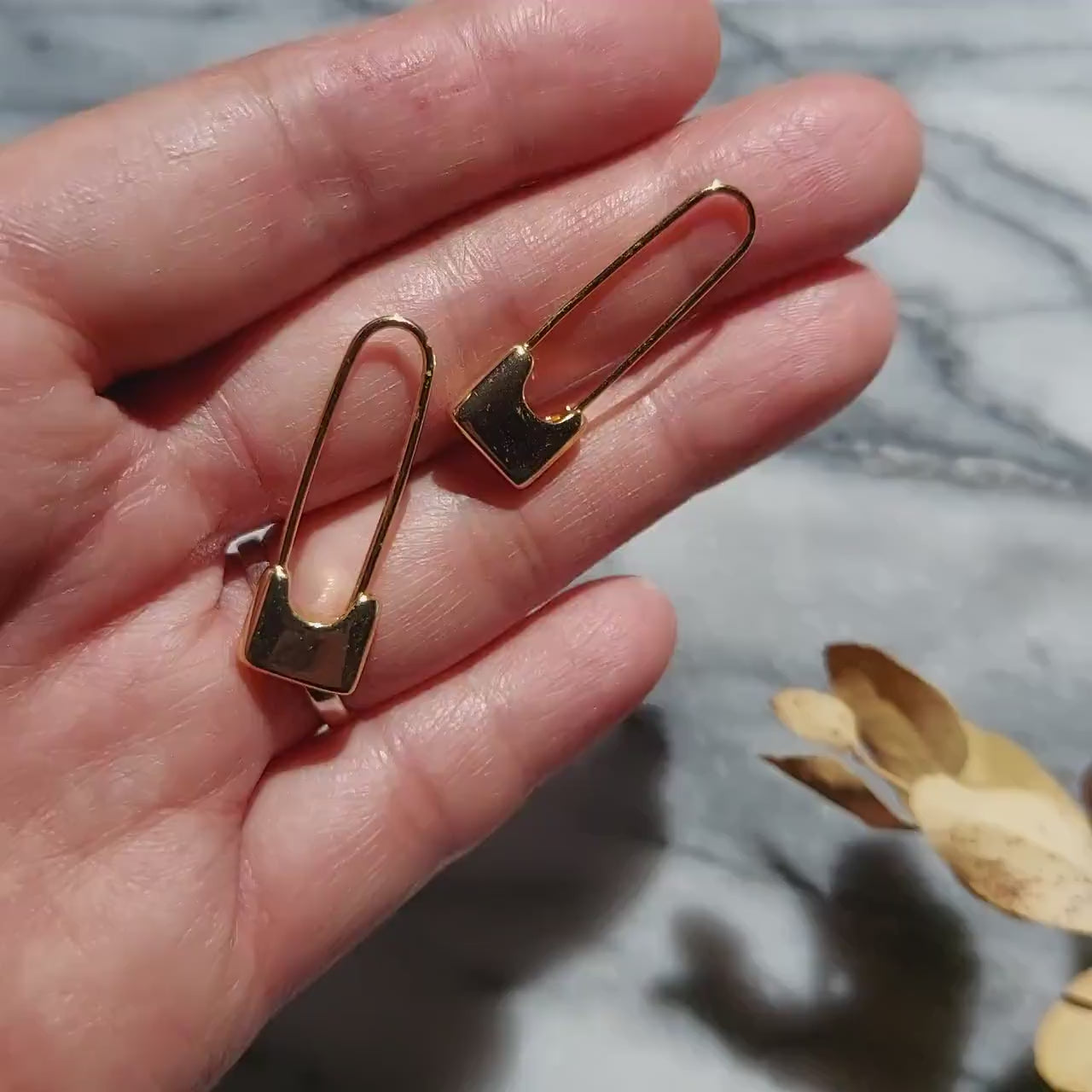 Safety Pin 24k Gold/Silver Plated Minimal Earrings