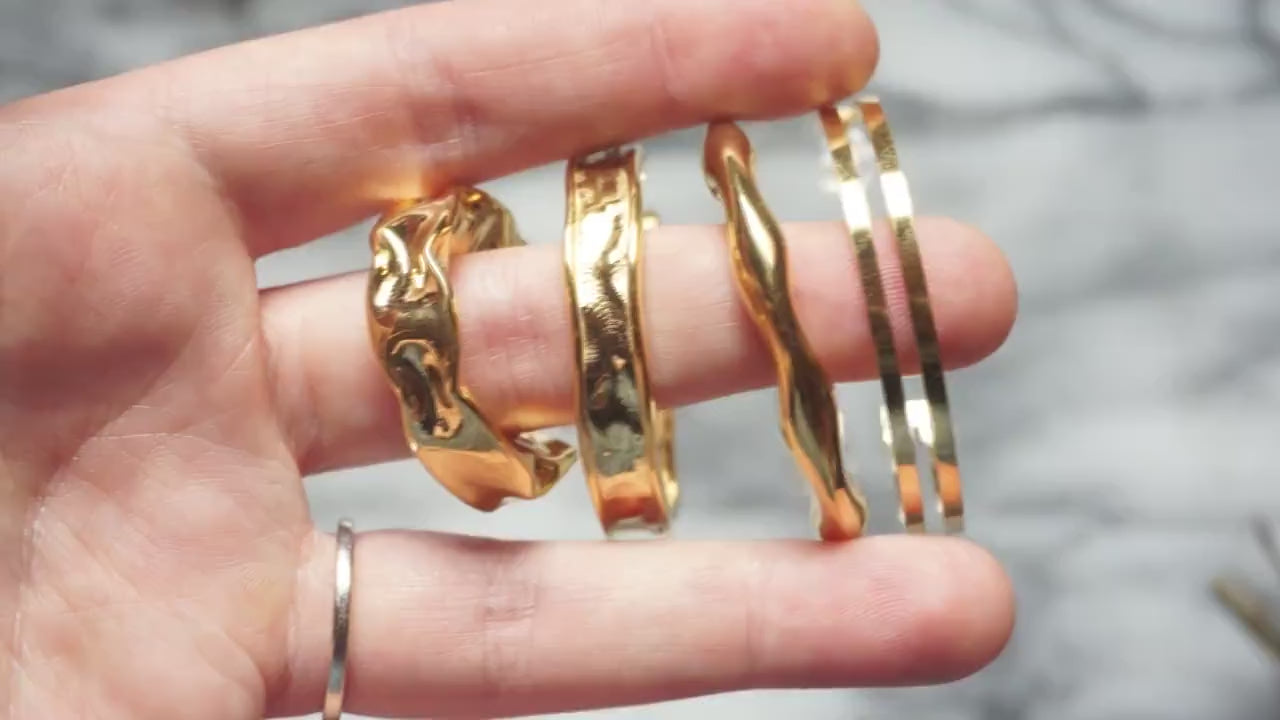 Gold Plated Chunky Hoops / Gold Thick Hoop Earrings