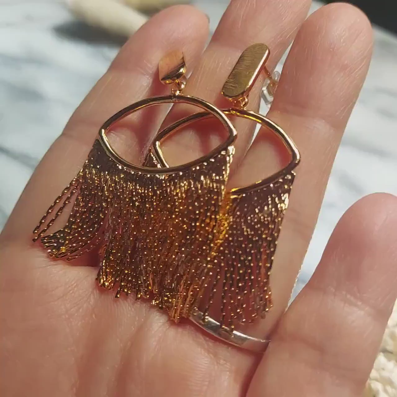 TASSEL Gold Tassel Studs / Dangle Earrings