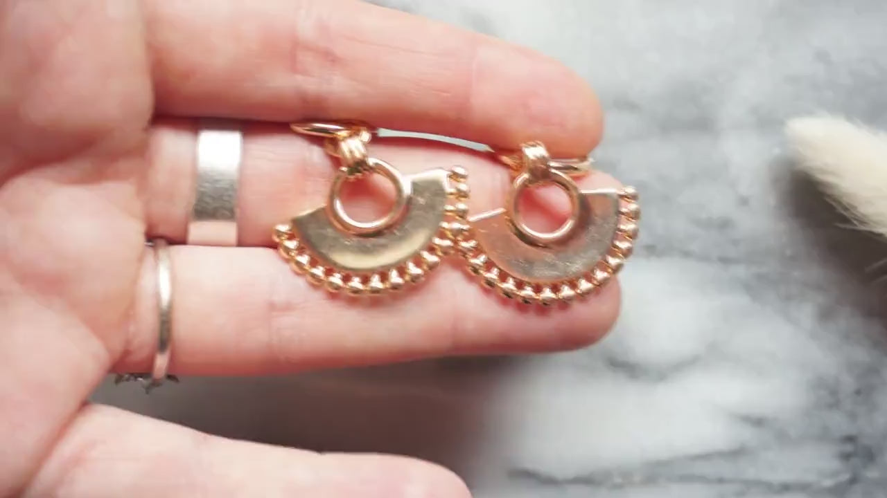 KUSKO Gold Plated Incan Hoop Earrings