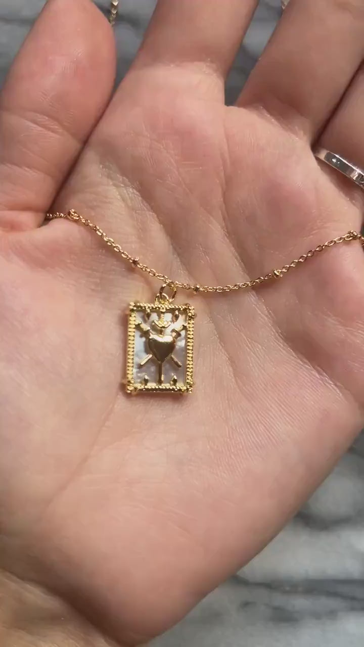 Three of swords pendant tarot necklace