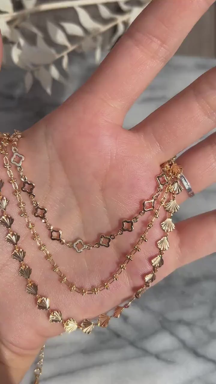 Gold Layering Necklaces Shell/Small Frill/clover