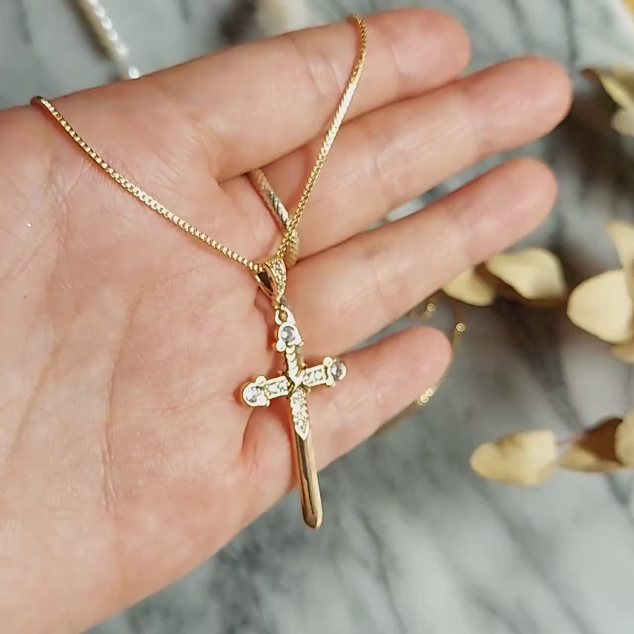 EXCALIBUR Gold Sword Necklace / Gold sword statement necklace