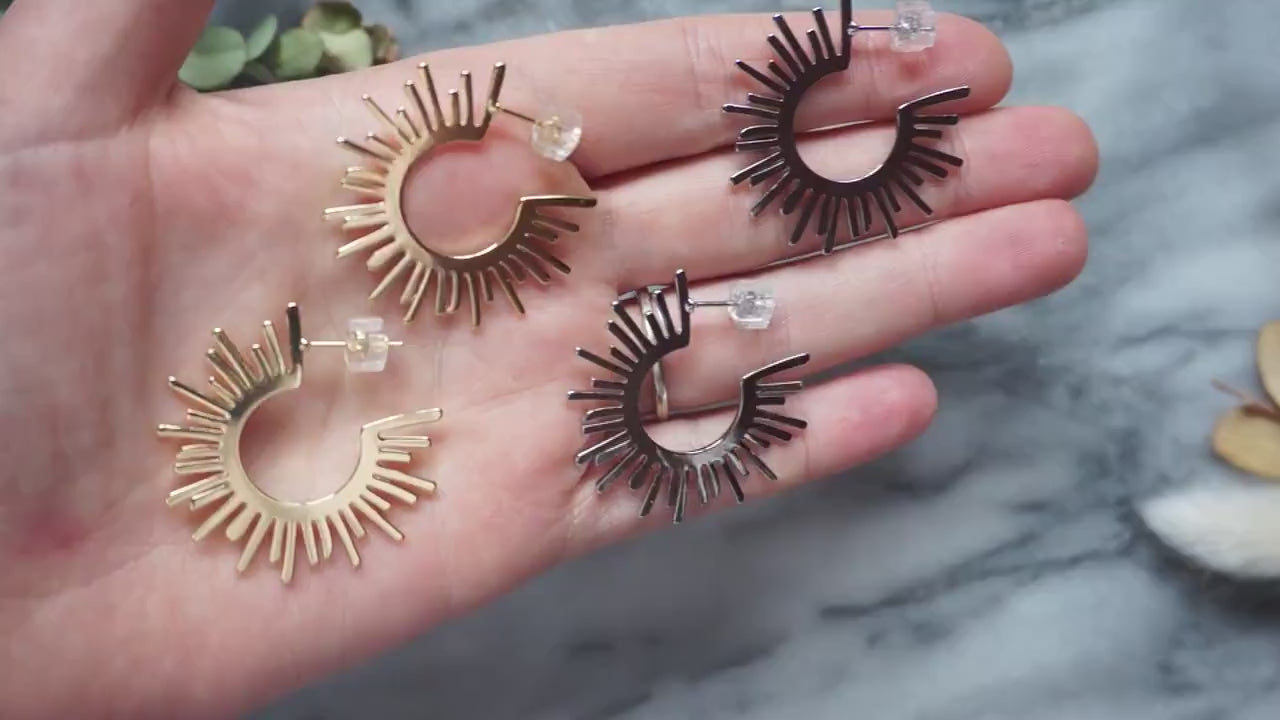 HALO 24k Gold/ Silver Plated Sun Hoop Earrings